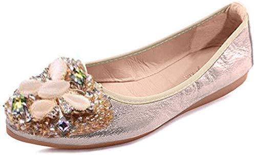 Otamise Women Ballet Flats Shoes Rhinestone Wedding Ballerina Dress Dolly Shoes Foldable Sparkly Comfort Slip on Flat Shoes