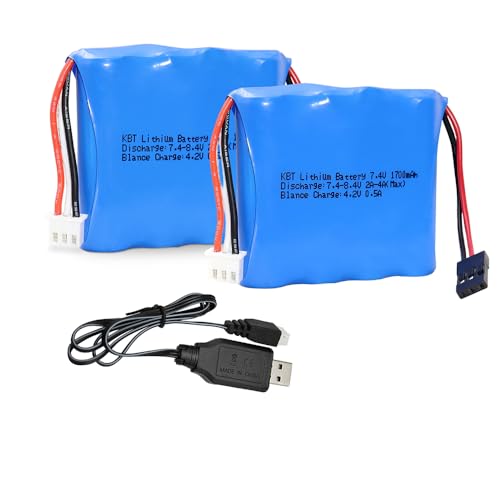 KBT 2-Pack 7.4V 1700mAh Li-ion RC Receiver Batteries