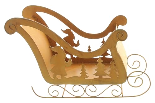 FRANK FLECHTWAREN Metalldeko Schlitten, Echtrostfinish Maße: 25 x 10 x 17 cm, vielseitige Dekoration, auch als kleine Geschenkverpackung ideal