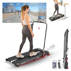 Sport24 Walking Pad with Incline | Foldable Treadmills for Home, Under Desk Folding Running Machine, 1-12km/h | 120kg Capacity with Bottle Holder, App, Speaker & Handle, Remote, LED Display Low Noise