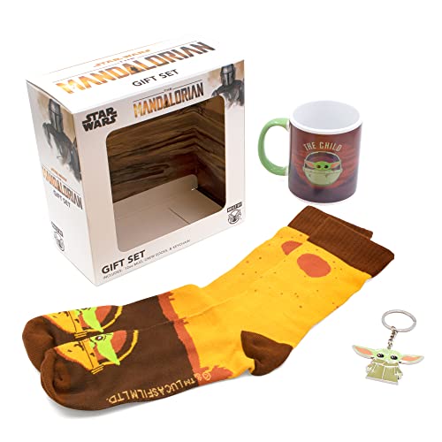 Product Image of the Culture Fly Star Wars The Mandalorian Baby Yoda Boxed Gift Set with Crew Socks, Mug, and Key Chain