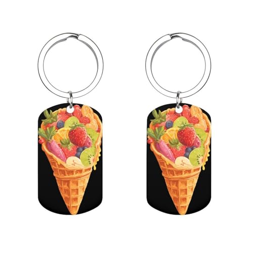 Egg Waffle Berry Kiwi Metal Keychains Key Chain Rings Clip