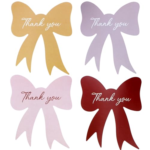 Cute Bow Shaped Thank You Stickers 2 Rolls for Small Business 240 Pcs Large Personalized Self-Adhesive Waterproof Sealing Stickers Labels