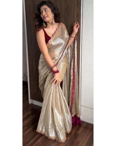 Image of Sidhidata Women's Soft Organza Silk Saree With Embroidered Lace Boarder & Jhumka With Unstitched Blouse Piece (Palak)