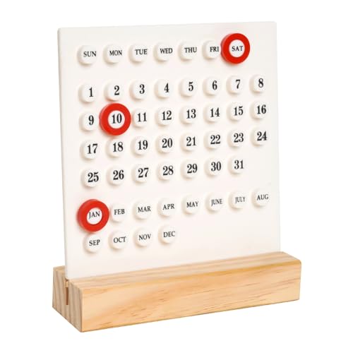GDYOOSHOW Perpetual Calendar Desk Wood Calendar Stand Acrylic Calendar Desktop