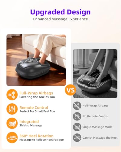 Image of Foot Massager with Heat, Shiatsu Foot Massager with Remote, Electric Feet Massage Machine for Neuropathy,Plantar Fasciitis, Circulation, FSA Eligible HSA Store Eligible Massager (Dark Black,Corded)