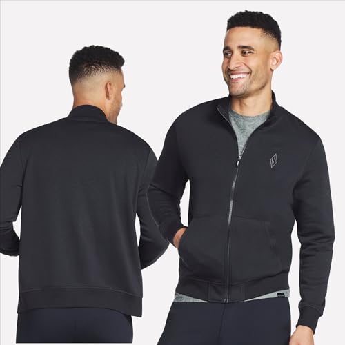 Skechers The Hoodless Hoodie Go Walk Everywhere Full Zip Mock Neck Jacket Maillot de survêtement, Black, X Large Homme