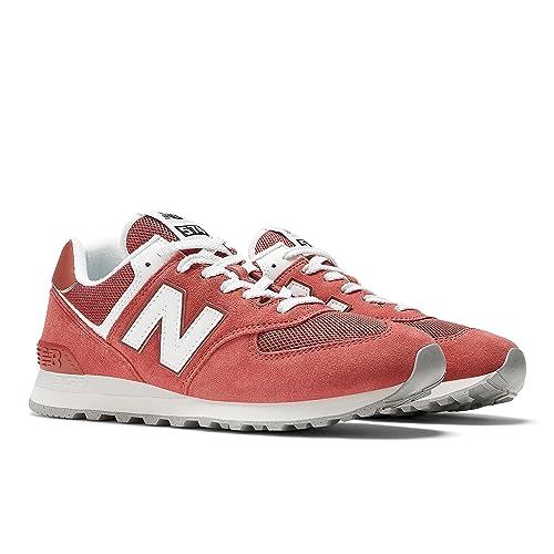 Image of New Balance Unisex 574 V2 Familiar Ground Sneaker,Red /White,Men 8 / Women 9.5
