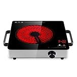 2200W Portable Electric Cooktop Ceramic Cooktop Stove Infrared Ceramic Cooktop for Any Pots LED Touch Control 22 Levels Power Cook Top with Handle Overheat Protected SAA & EESS Certified