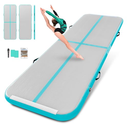 SUDOO 10ft Inflatable Air Gymnastics Mat 4" Thick PVC Waterproof Air Tumble Track Training Mat with Pump for Home Use, Gym, Yoga, Training, Water No Pump