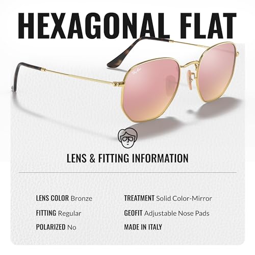 Image of Ray-Ban RB3548N HEXAGONAL FLAT LENSES Square-Round Shape Sunglasses for Men & Women with Official Eyewear Kit