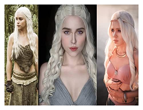 ZUKKY Perucas femininas para cosplay da Daenerys Targaryen Game of Thrones longas encaracoladas prim