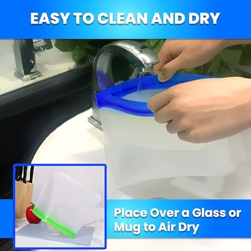 12-Pack Reusable Gallon Ziplock Freezer Bags – Extra Thick, Silicone & BPA-Free, Leakproof, Stand-Up & Dishwasher Safe – Large Food Storage Bags for Meal Prep, Marinating, & Kitchen Organization - Thumbnail 4