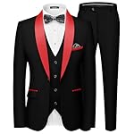 MAGE MALE Men's Slim Fit 3 Piece Suit One Button Solid Shawl Lapel Blazer Jacket Vest Pants Set with Tie Pocket Square