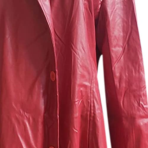 Mens Retro Leather Jacket Long Steampunk Overcoat Long Sleeve Open Front Cardigan Jacket Vintage Trench Coat3