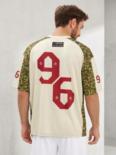 Image of LEOTUDE Men's Tiger Graphic Printed Oversized T-Shirt | Bold Red Sports Jersey Style Tee | V-Neck Half Sleeve Casual Streetwear for Men's (Color:Red)