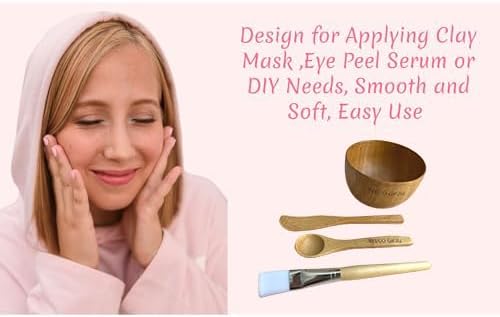 Miniatura 5 de Juego de 4 cuencos para mezclar mascarillas de bambú, herramientas faciales para el cuidado de la piel, kit de herramientas de mezcla de mascarillas