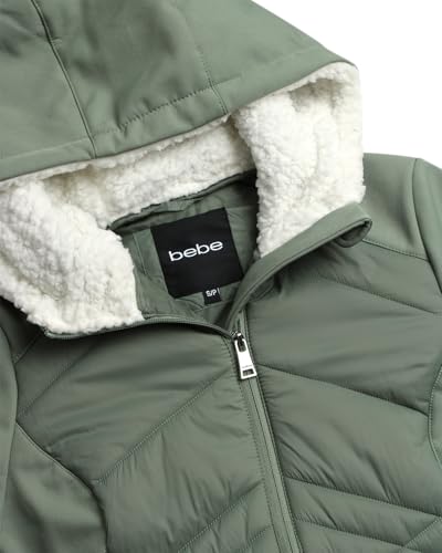 bebe Women's Softshell Jacket – Full Zip Up Hooded Quilted Jacket for Women – Lightweight Casual Womens Winter Jackets (S-XL)3