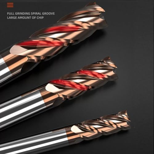Image of 5PCS HRC55 3 /8 inch Carbide Square End Mill Bits Set, Tungsten Steel End Mills Bits Cutter, Carbide End Mills for Alloy Steels /Hardened Steels 4 Flutes (5pcs 3 /8 inch end Mills)