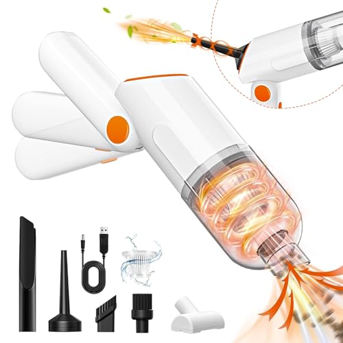 D-Lumina Aspirabriciole Senza Fili Potente, Mini Aspirapolvere Portatile per Auto 12000PA, Sistema a Doppia Filtrazione,Adatto per la Pulizia Profonda di Auto e Case.(Bianco)