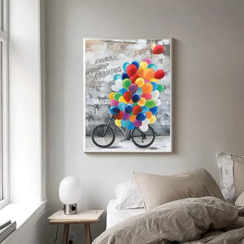 Tableau abstrait fille à vélo 60x90cm | Déco salon moderne