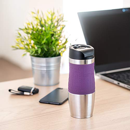Wellgro Taza térmica 400 ml + 1 tapa extra – Acero inoxidable – Mango de silicona suave – libre de BPA – Taza térmica de… - Imagen 7