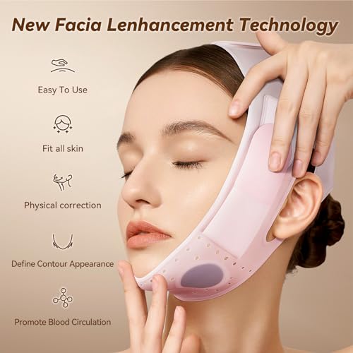 JUSRON Máscara V-Line máscara queixo, alça facial, alça de queixo de silicone macio, máscara facial