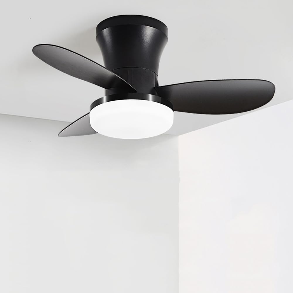 Ceiling Fans 25In Ceiling Fans With Lights Low Profile Ceiling Fan With Remote Control For Bedroom Dimmable LED Lighting Ceiling Fans 6 Speeds Reversible Small Ceiling Fans Lamps For Patio Kitchen
