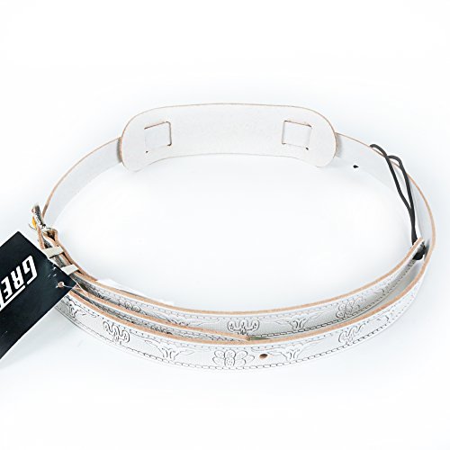 Gretsch Tooled Leather Vintage Style Guitar Strap, White #TOP2