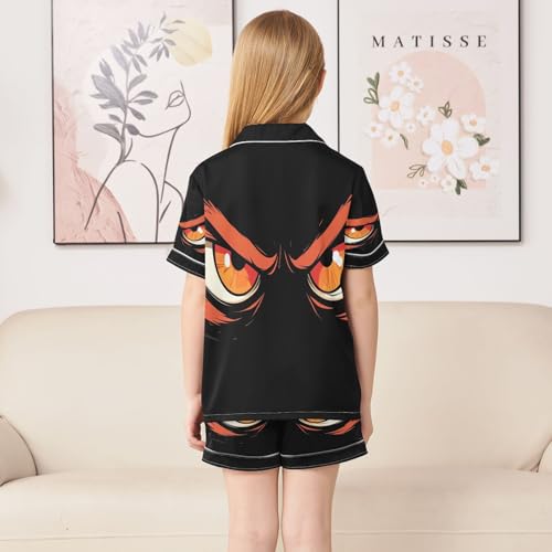 ALAZA Red Eyeball Eye Satin Pajamas Set Short Sleeve Button Down Sleepwear Summer Pjs 2 Piece4