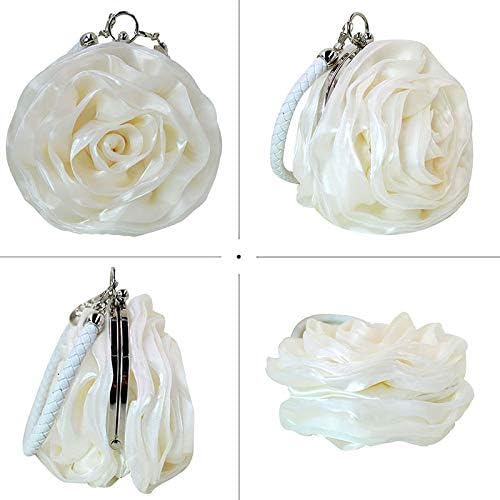 Buddy Women Rose Shaped Clutch Soft Satin Wristlet Handbag Wedding Party Purse - Image 5