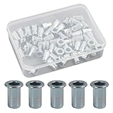 60 Stk M5 Nietmuttern Sortiment Set aus Edelstahl, Blindnietmuttern mit Senkkopf und Flachkopf, Gewindenieten für Robuste Verbindungen, inklusive Aufbewahrungsbox für Vielseitige Anwendungen
