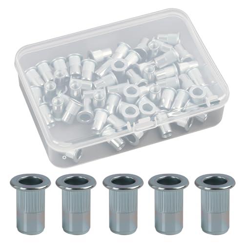 60 Stk M5 Nietmuttern Sortiment Set aus Edelstahl, Blindnietmuttern mit Senkkopf und Flachkopf, Gewindenieten für Robuste Verbindungen, inklusive Aufbewahrungsbox für Vielseitige Anwendungen