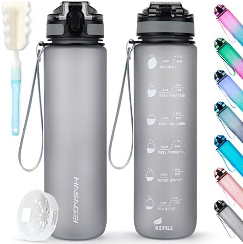 HASAGEI Water Bottle 1l BPA Free Tritan Sport Drinks Bottle 1Litre Water Bottle with Lock Cover & Leak Proof,for Gym, School,Cycling,Outdoor,Sports,Fitness& Office, Light Dark Blue