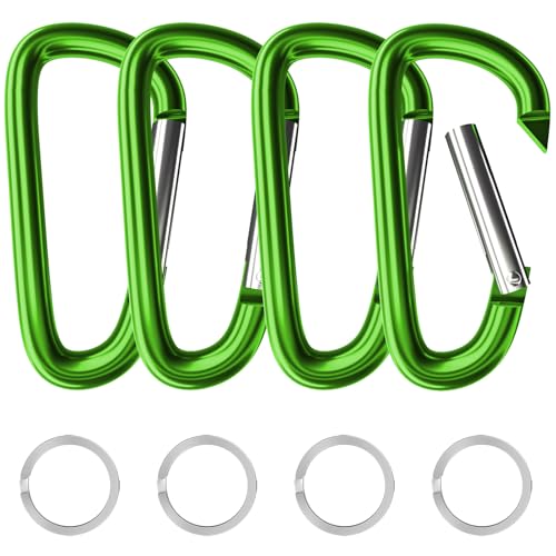 Image of sprookber 4 inch & 5 inch Extra Large Aluminum Carabiner D Ring, Caribeener Clips, Spring Snap Hook for Keychain Clip, Set of 4