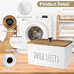Welltop Support de feuille de sécheuse, Distributeur de feuille avec couvercle pour la buanderie Organisation de la salle de ferme Support de lave-linge pour le décor de blanchisserie, assouplisseur de tissu en bois Distributeur de linge