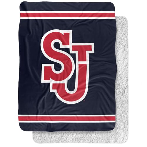 St. John's University Blanket, 60"x80" Primary Logo Silky Touch Sherpa Back Super Soft Throw Blanket