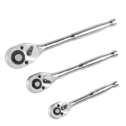 OLAQWENB Torque Wrenches Ratchet Set 1/4" 3/8" 1/2" Drive Socket Wrench Kit 24-Tooth Quick-Release Reversible Precision Torque Wrench(3-Piece)