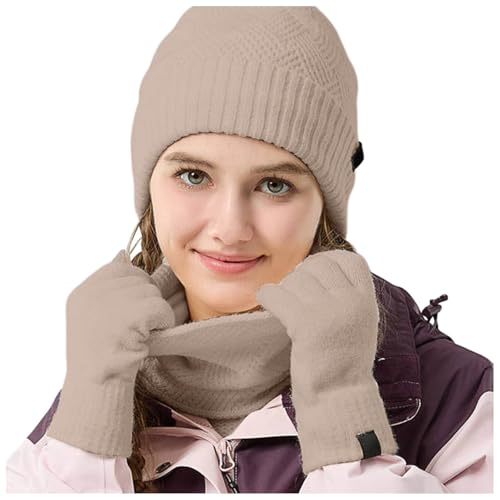Ensemble Bonnet Echarpe Gant Femme en polaire extensible pour l'hiver