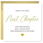 Printperfect - Congratulations Next Chapter Card - Moving, Leaving or New Job Card for Him or Her - 'Here's To Your Next Chapter' Good Luck Card for Men and Women, promotion, university, new baby