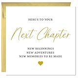 Printperfect - Congratulations Next Chapter Card - Moving, Leaving or New Job Card for Him or Her - 'Here's To Your Next Chapter' Good Luck Card for Men and Women, promotion, university, new baby