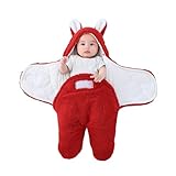 Baby Puckdecke Neugeborene,Baby Swaddle Decke,Plüsch Winter Kuscheldecke Neugeborene,Warme Einschlagdecke Neugeborene mit Lammohren,Geschenk zur Geburt 0–6 Monate
