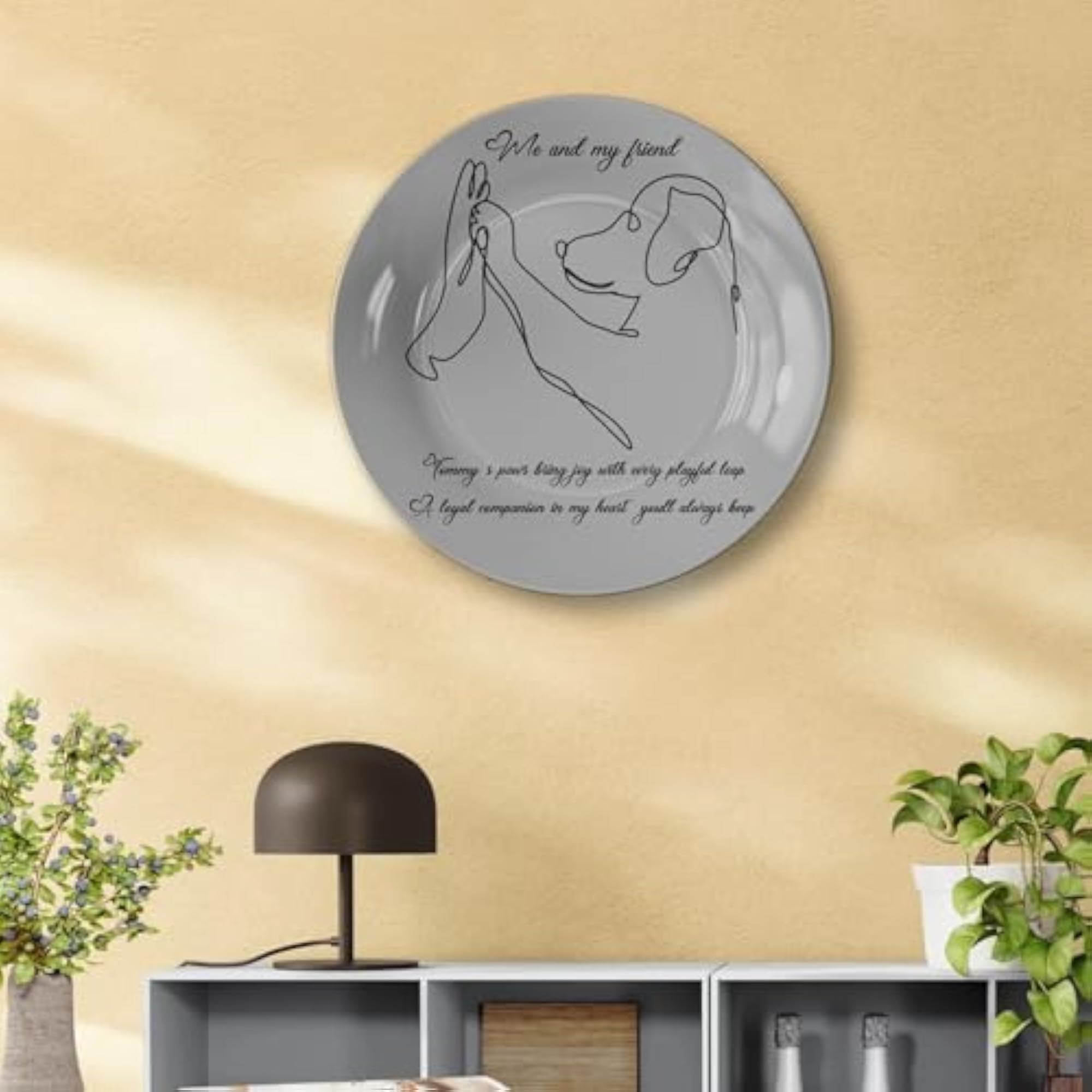 Personalized Line Art Plate for Pet Lovers, Custom Gift