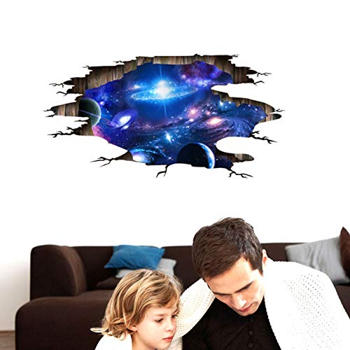 Miniduo 3D Blue Universe Galaxy Home Wall Decor Removable Outer Space Planet Galaxy Art Wall Murals Window Wall Stickers The Mysteries Of The Universe Home Walls Floor Ceiling Boys Room Kids Bedroom #TOP1