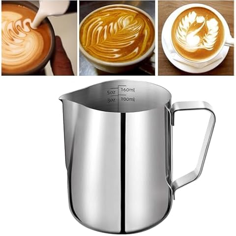 GOEDEKE Stainless Steel Milk Jug with Measurements Cover