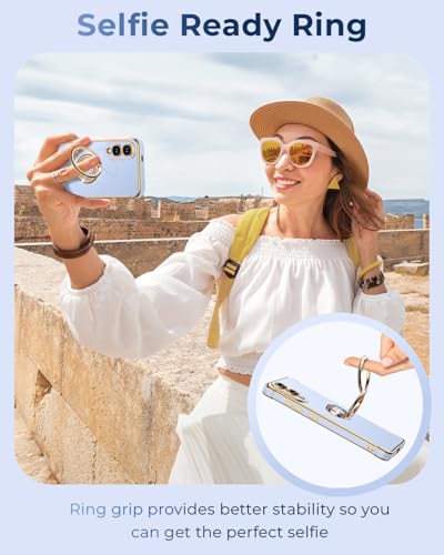 Image of XYZ for Galaxy S25 Edge Case with Stand, for Samsung Galaxy S25 Edge Case with Double Ring Kickstand, Women Girls Cute Love-Heart Bling Luxury Protective Phone Case for Samsung S25 Edge, Blue