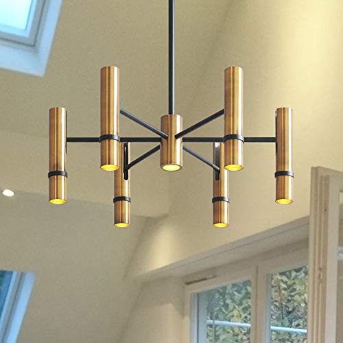 Lampe cylindre doré design nordique en matériau haut de gamme pour salon élégant