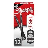 Sharpie S-Gel Gel Pens Ultra Fine Point (0.38mm) Black 12 Count