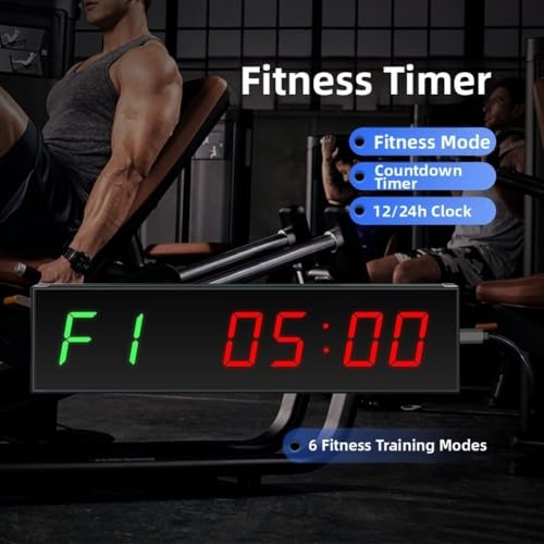Reloj digital grande de intervalo con modos HIIT y Tabata para montaje en pared 5
