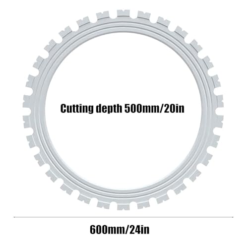 Tarcza diamentowa 600 mm, głębokość 500 mm, do cięcia betonu, cegły, kamienia. Szybka wymiana bez użycia narzędzi. Segmentowa rynna odprowadzająca wodę chłodzi i odprowadza zanieczyszczenia. Trwałe,